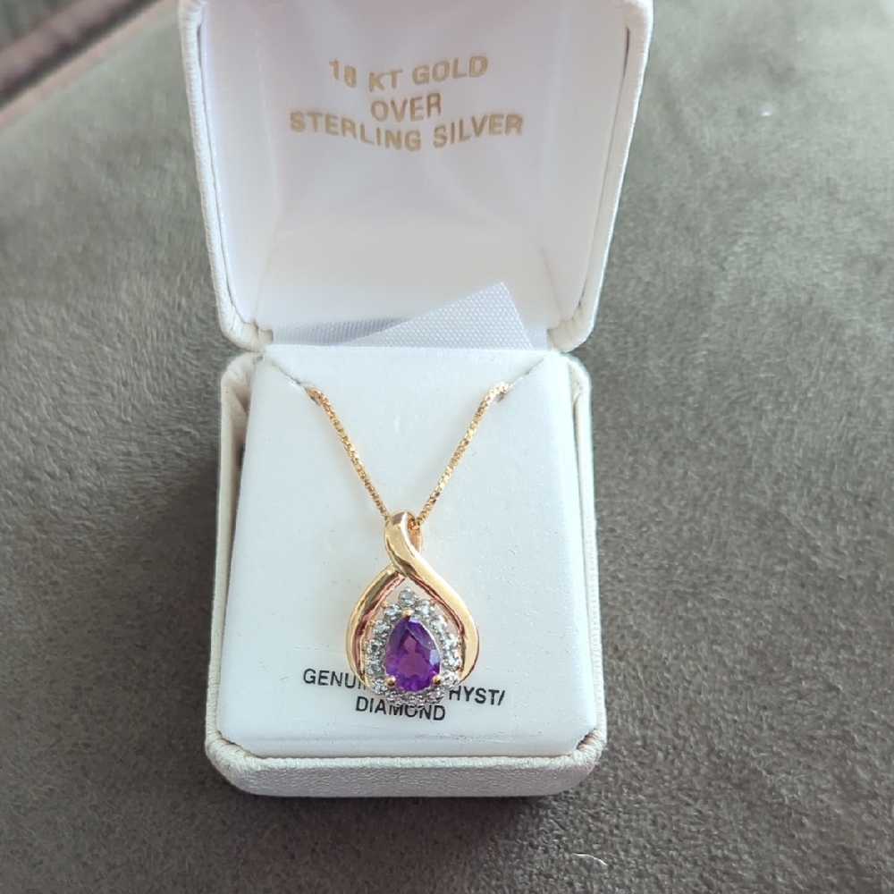 Gold Amethyst Pendant Necklace